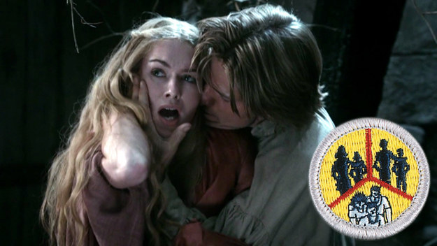 Requirements: Scouts must display knowledge of the importance of family, and must organize a project that includes the participation of members of their family.Cersei and Jaime Lannister have earned their badges by showing a serious dedication to family closeness.