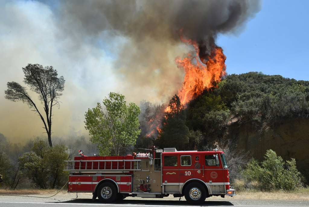Flames rise from a wildfire near Clearlake, California, on Monday.