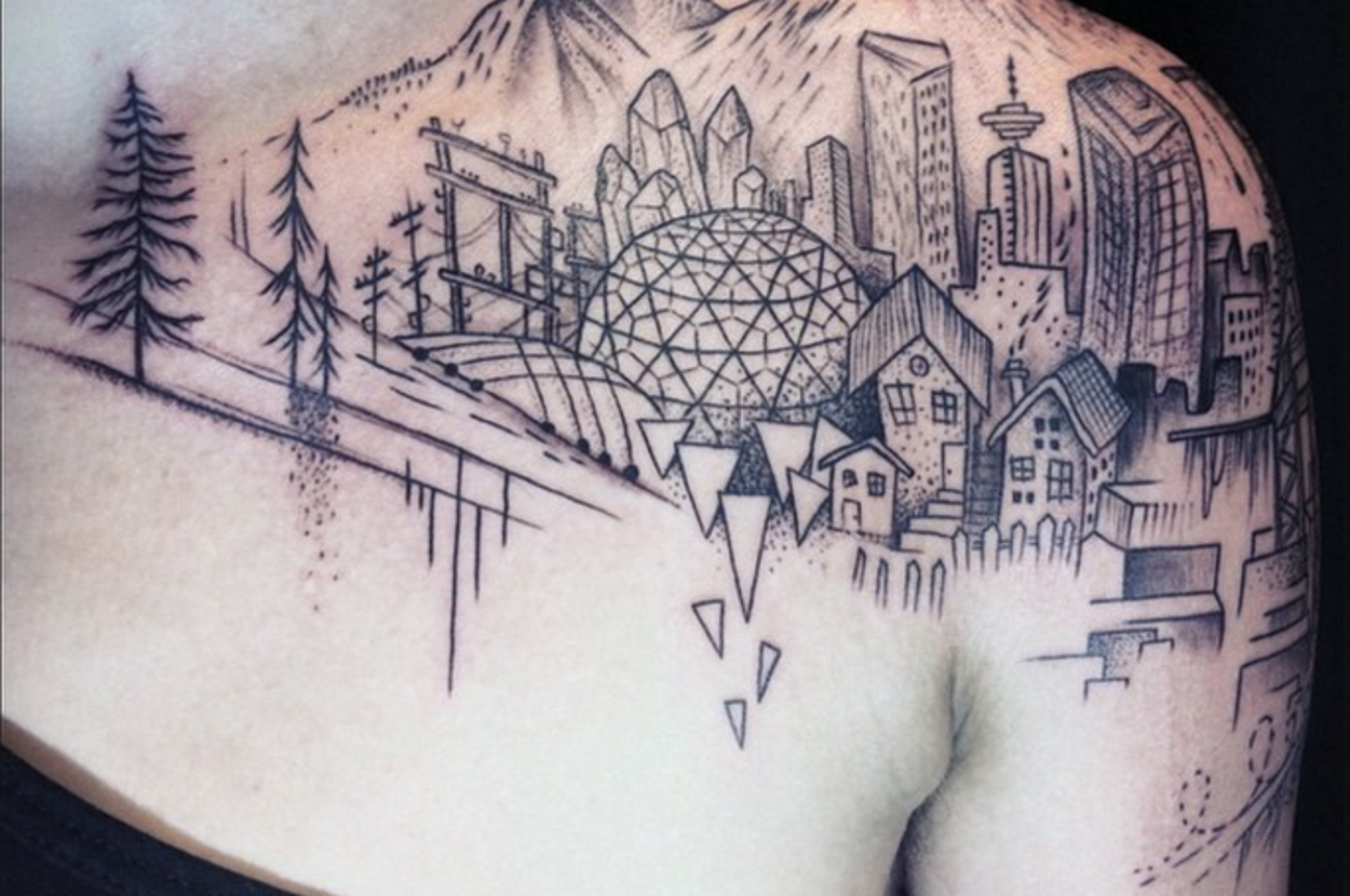 tatuaje de contorno de nueva york