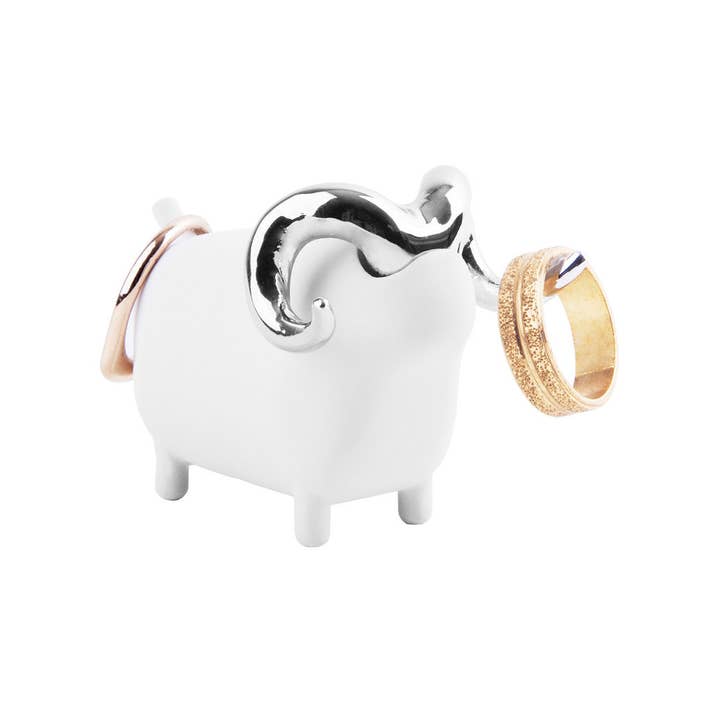 On his horns and his stubby little tail.Get it here.