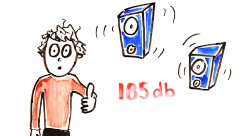AsapSCIENCE warnt: "Höre Musik nicht lauter als 185 Dezibel. Der damit einhergehende Luftdruck könnte Deine Lungen zum Platzen bringen oder eine Embolie verursachen, die zu Deinem Herzen wandert."
