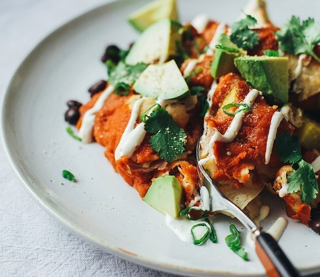 Why Now Is The Right Time For Colorful Autumn Vegan Recipes-Cosy Vegan Enchiladas with Lime Cream