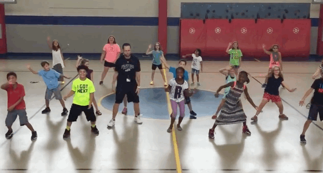 The kids are adorably out of sync, but still totally crushing it.
