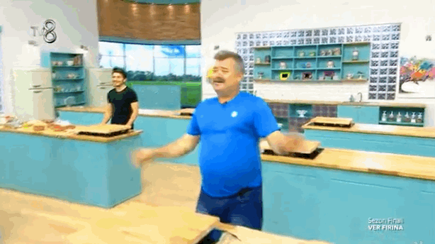 They dance, accompanied by a dance track. Because Bake Off.