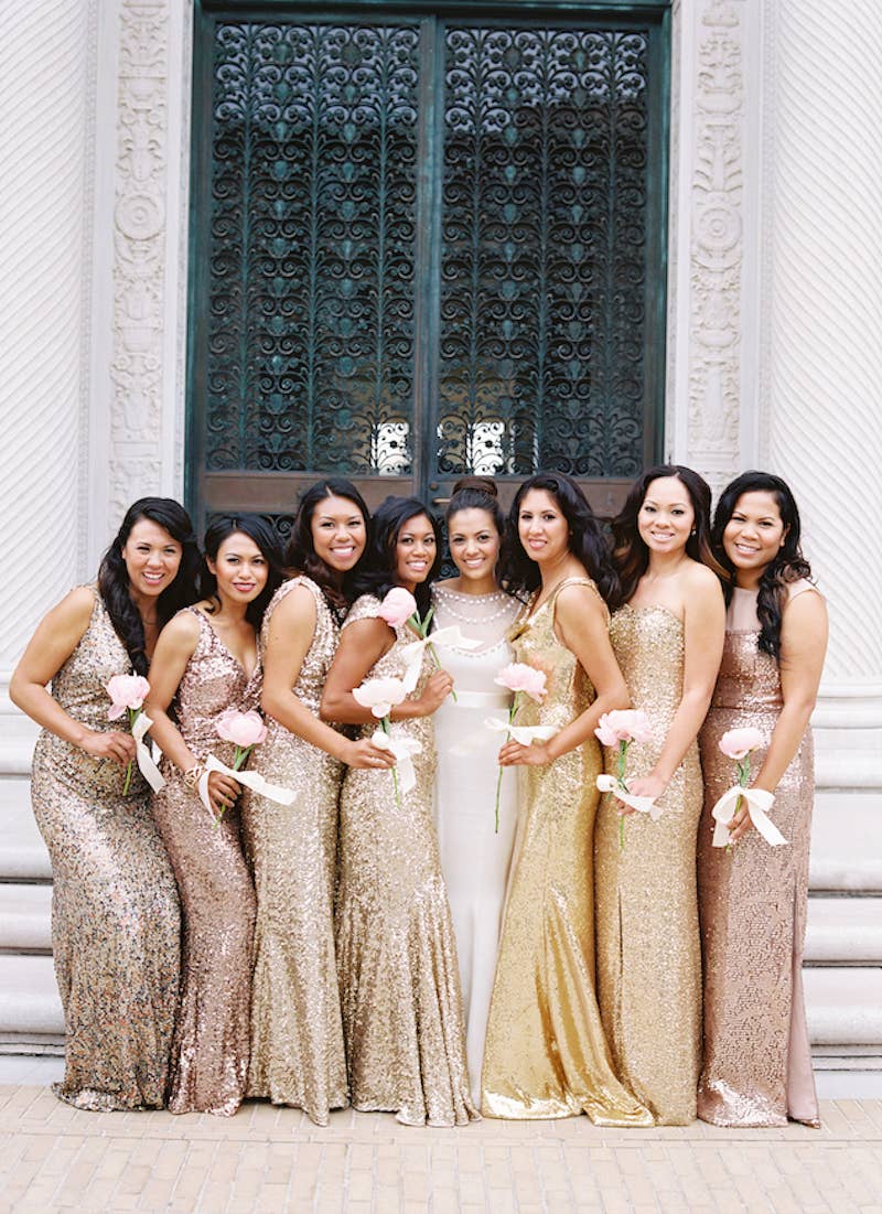 mismatched bridal party look