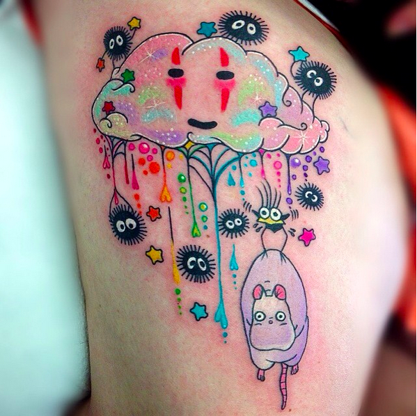 a lone toadstool on Twitter My tattoo is already scabbing up and  its been two days Cant wait for the crusties to fall off Heres my new  Kodama tattoo  httpstcoy316SaK1lf 