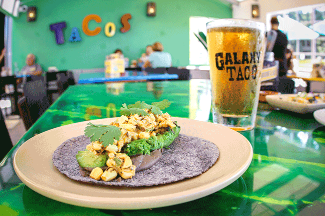 Vegetarian simplicity at its best: bean puree, creamy corn salad, lime, and avocado. Of all the dishes that could convince you to go vegetarian, this would have to be it!