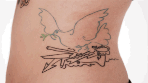 When a minister saw her tattoos, he said, "You practically could teach Sunday School with that."