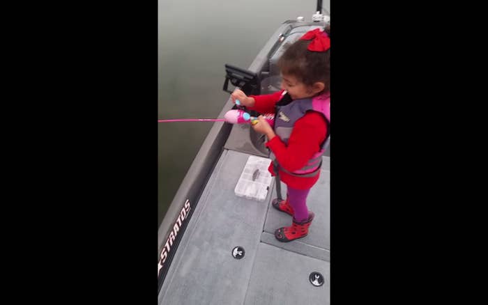 A Little Girl Caught A Five-Pound Bass With A Barbie Fishing Rod