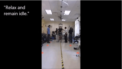 From the YouTube description, "The participant follows verbal cues from the experimenter, and utilizes attempted walking to perform BCI-FES mediated walking towards the next cone in the course."