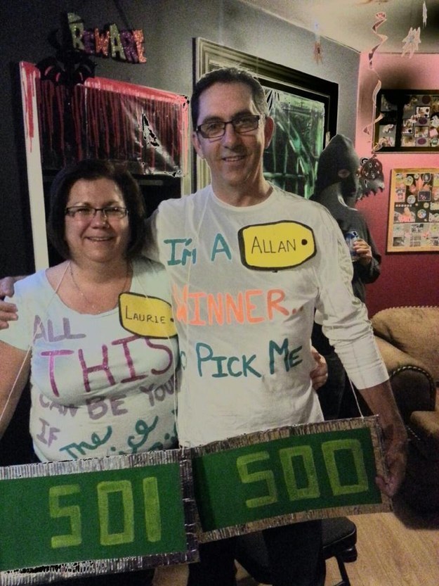 Man and woman with name tags on