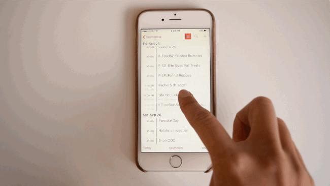 Press down on any event then swipe up to respond with accept, maybe, or decline.