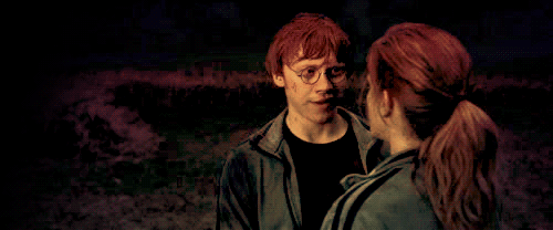 Although their love is slightly more awkward than Ginny and Harry's love, everyone is fanning over Hermione and Ron. How adorable are they! We were rooting for them from the beginning.