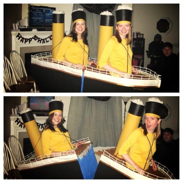 Two women dressed as the Titanic