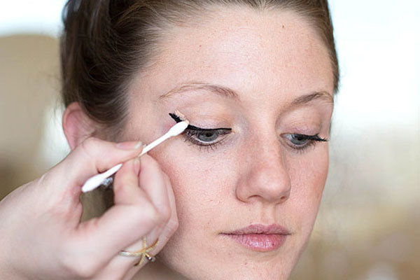 But if your eyeliner is still a hot mess, use a pointed cotton swab and concealer to clean up any mistakes.