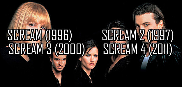 Starring: Neve Campbell, Courteney Cox, David ArquetteThe sleepy little town of Woodsboro just woke up screaming. There's a killer in their midst who's seen a few too many scary movies. Suddenly nobody is safe, as the psychopath stalks victims, taunts them with trivia questions, then rips them to bloody shreds. It could be anybody...