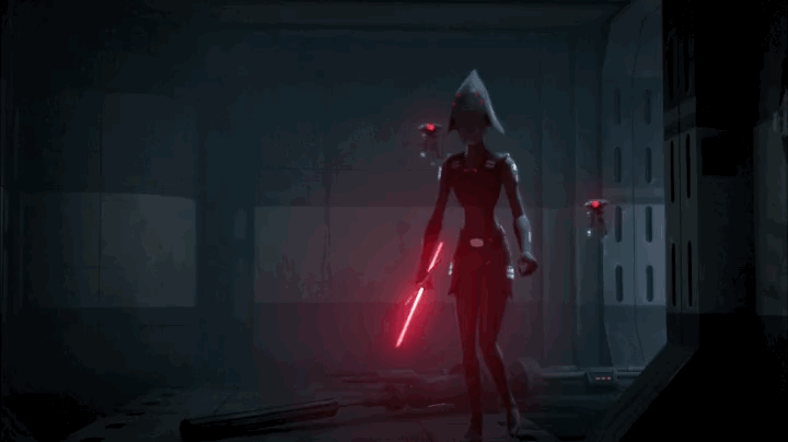Gellar's Star Wars Rebels character in action.