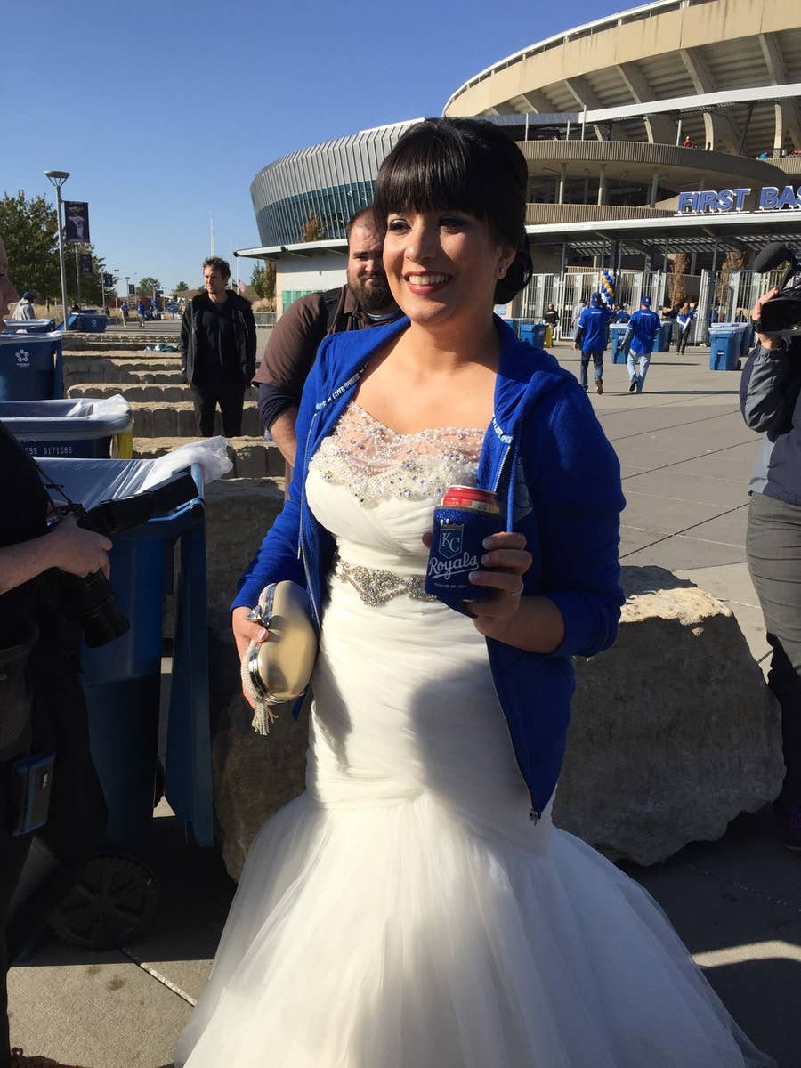 A Bride And Groom Went To A Kansas City Royals Playoff Game During