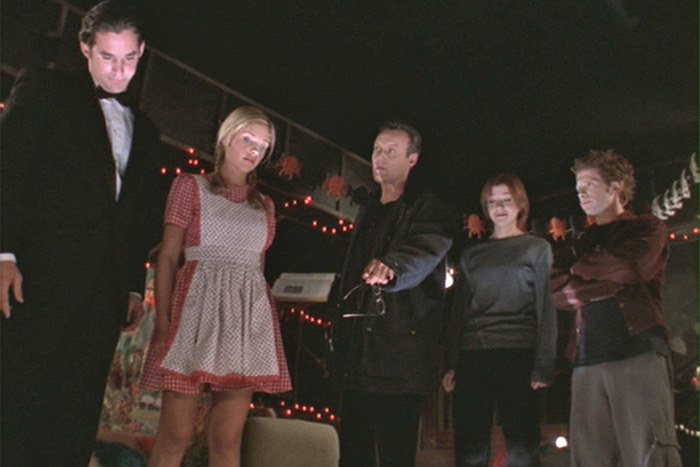 (Season 4, Episode 4)The gang (now in college) attends a Halloween party at a local frat house. The frat boys have fun casting a silly magical spell that turns out to be real, and the frat house becomes possessed by a demonic spirit that causes people's biggest fears to become fully realized. Can the gang conquer their fears and defeat the demon frat house? There are more Buffy episodes after this one, so the answer is obviously "yes."