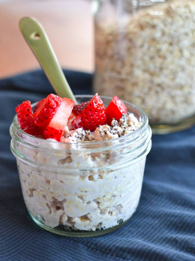 With strawberries and chia seeds. Recipe here.