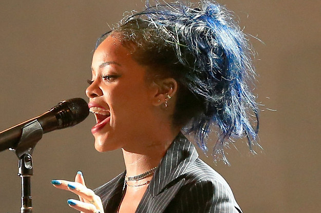 rihanna new hair color blue