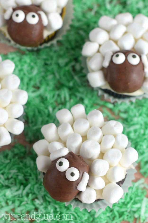 Create a flock of fluffy sheep using marshmallows.