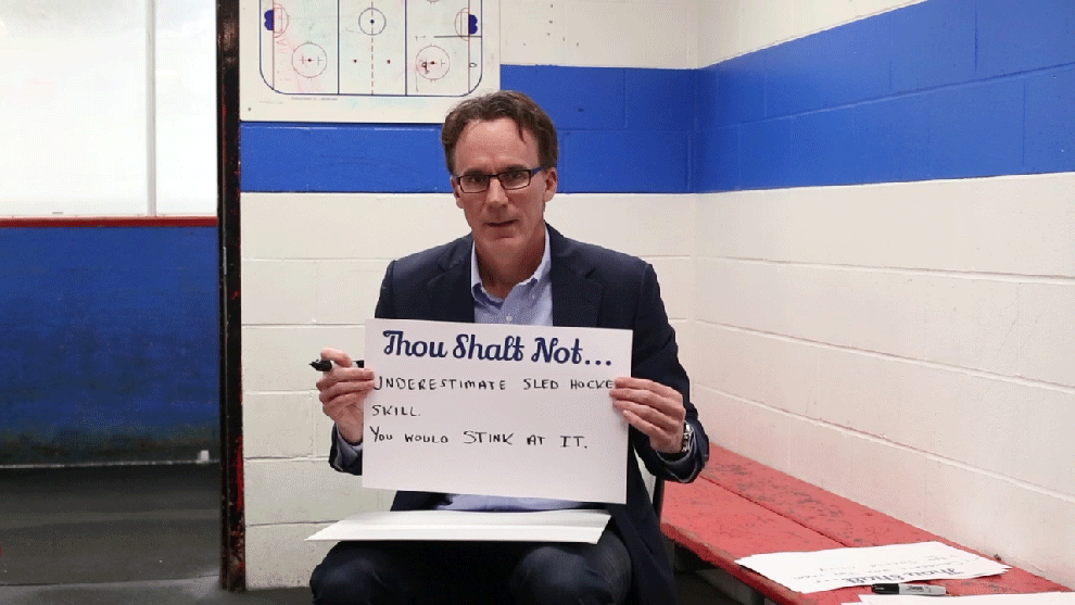"Thou shalt not underestimate sled hockey skill. You would stink at it."