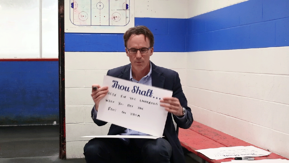 "Thou shalt cheer for the underdog when you bet the rent on them."