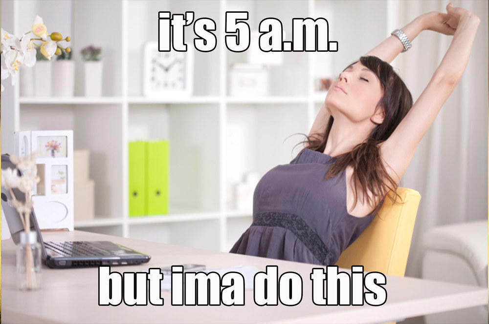 You brain is fresh as lettuce in the a.m., so why not take full advantage of that? Make room for equally fresh content by pouring yourself into your creative endeavors for two to three hours in the early mornings — maybe after a while you'll even start to crave it.
