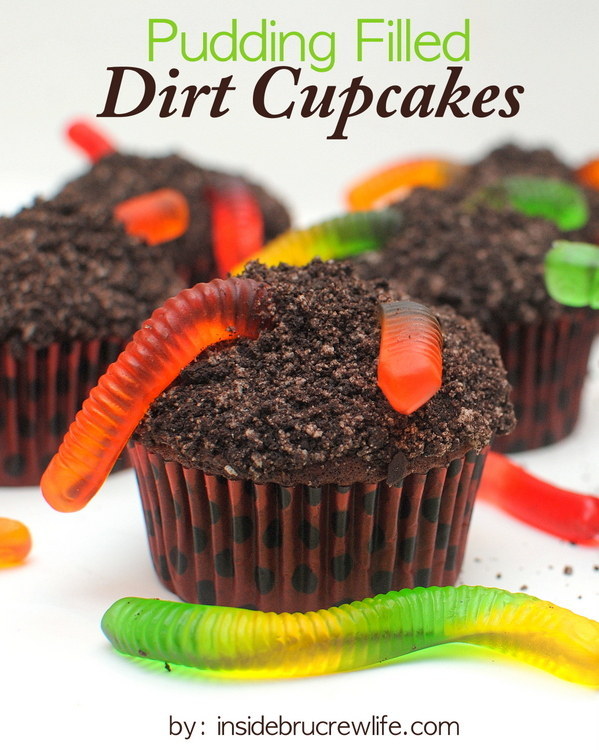 Coat a cupcake with "dirt" and fill it with "mud."