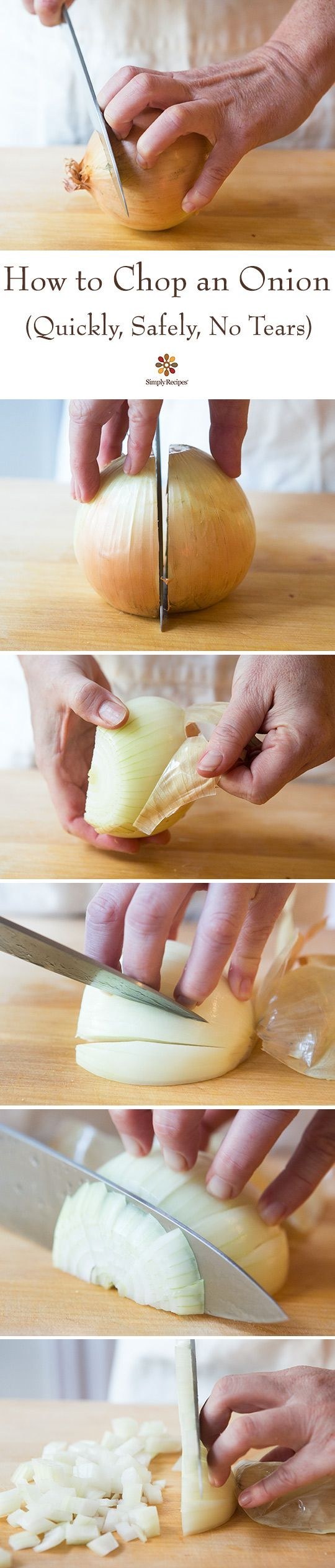 A cooked onion is a beautiful thing, but you can't get there if you chopped your finger off in the process. Get a photo step-by-step and a video tutorial here.