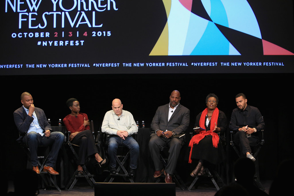 From left: Ta-Nehisi Coates, Danai Gurira, David Simon,Jelani Cobb, Claudia Rankine, Jesse Williams.