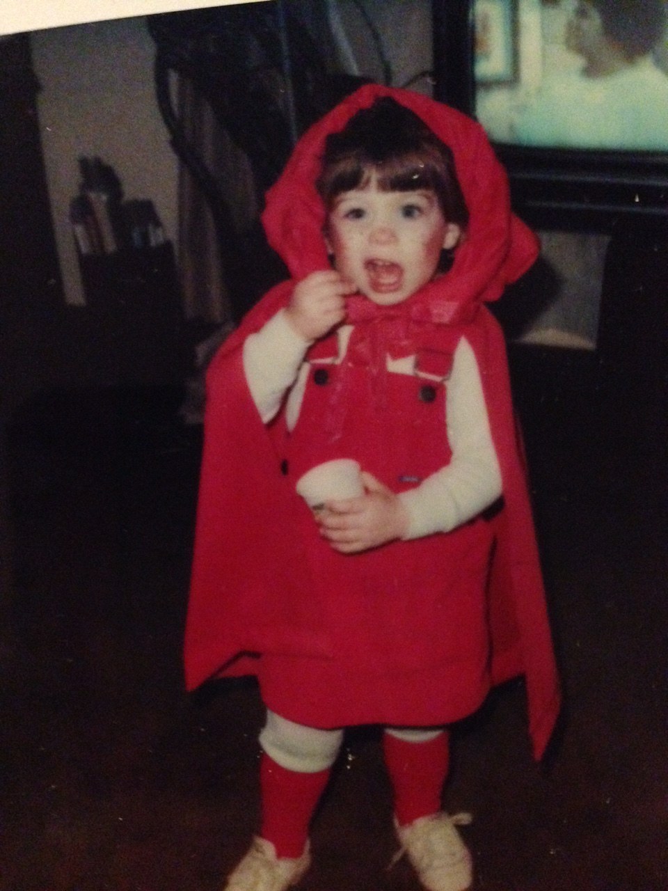 You probably wore a turtleneck underneath that totally didn’t go with the thing, but it made for some classic childhood photos.Hint: Try searching for Red, Cape, Child