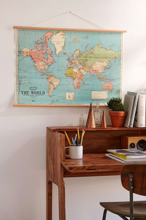 Or forgo frames and get a vintage-inspired pull-down map.