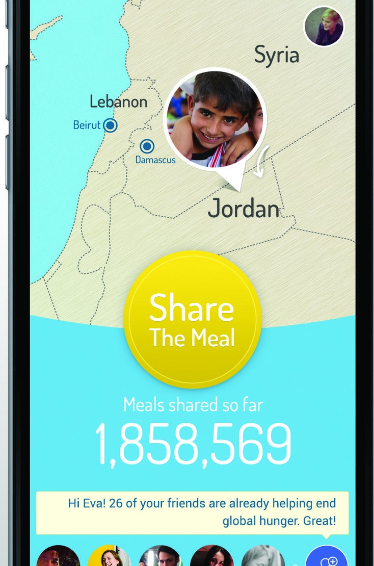 Screenshots from the ShareTheMeal app