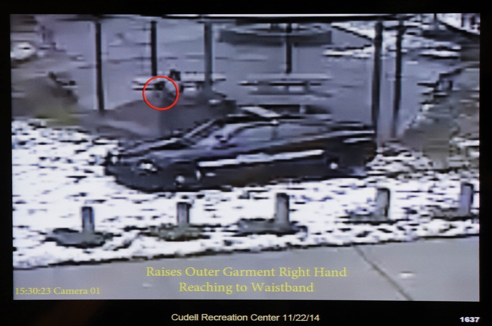 Surveillance video showing officers arrive at Cudell Park where Tamir Rice was playing.