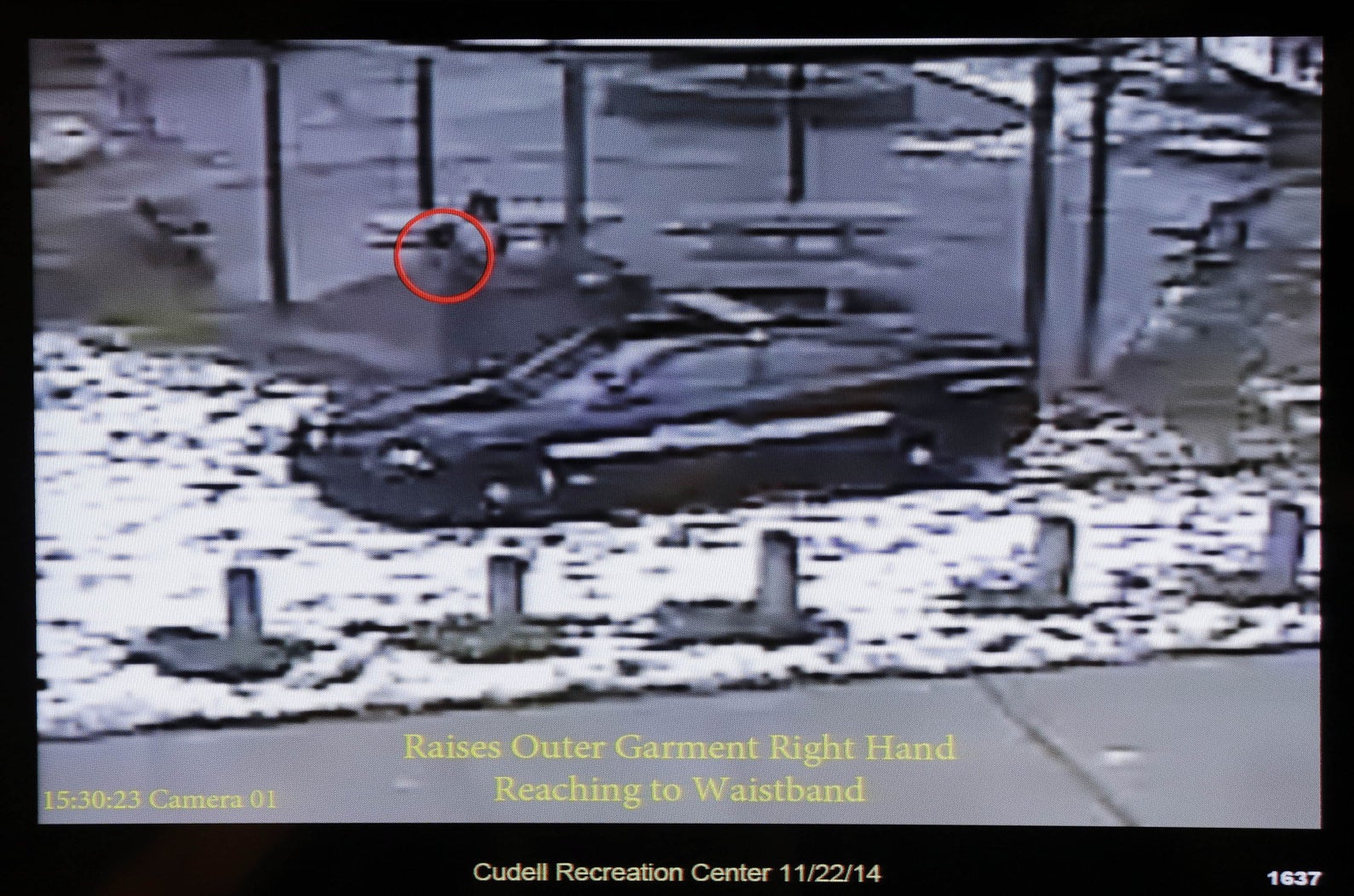 Surveillance video showing officers arrive at Cudell Park where Tamir Rice was playing.