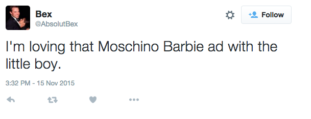 Barbie on X: Dressed up or down, the @Moschino Barbie doll is fierce! Get  yours @  11/9 #ItsMoschinoBarbie   / X