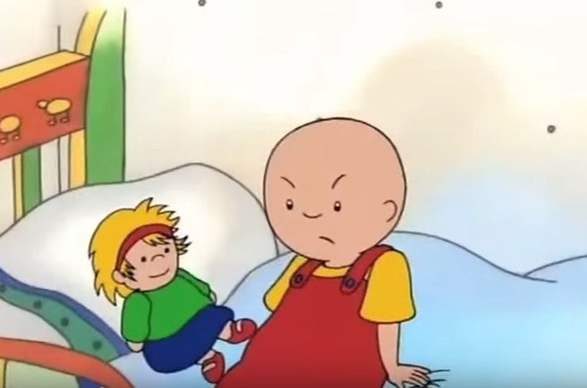 4. Caillou after he met baby Rosie for the first time. 