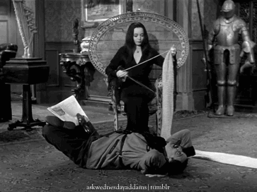 Gomez is very health conscious (and very flexible), while Morticia knits a sweater for everyone in their extensive family.
