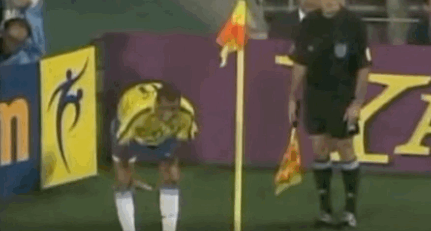 This footballer valiantly got up and played on after this horrific incident.
