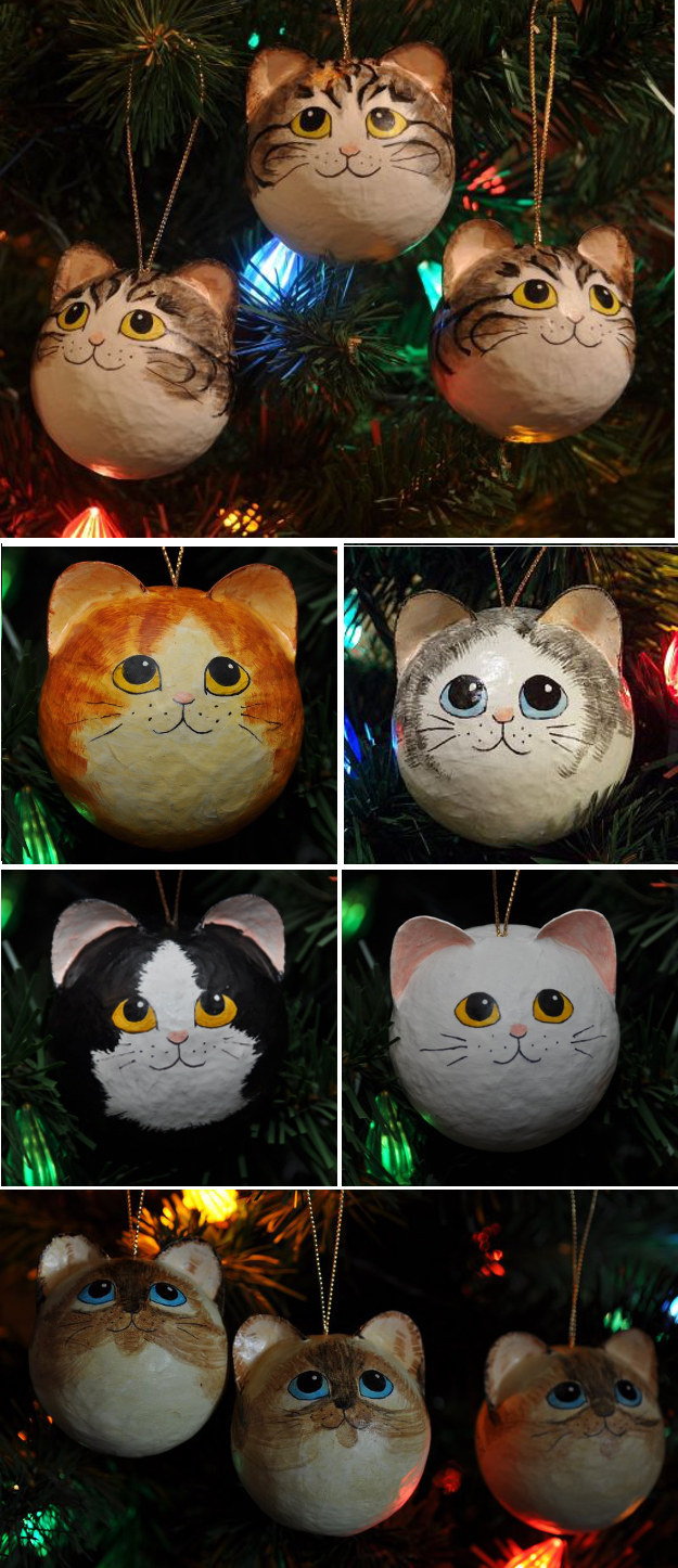 wood cat ornaments