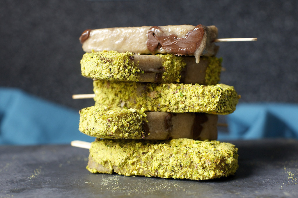 Naughty 'n' nice: pure frozen banana ribboned with Nutella. Recipe here.