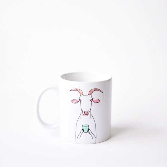 This coffee-drinking goat is adorable, for coffee lovers or not! Get it here.