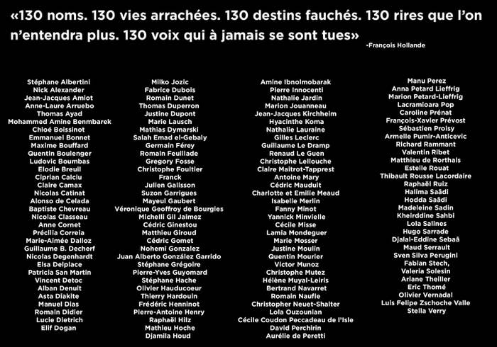 Attentats De Paris Voici La Liste Des 130 Victimes
