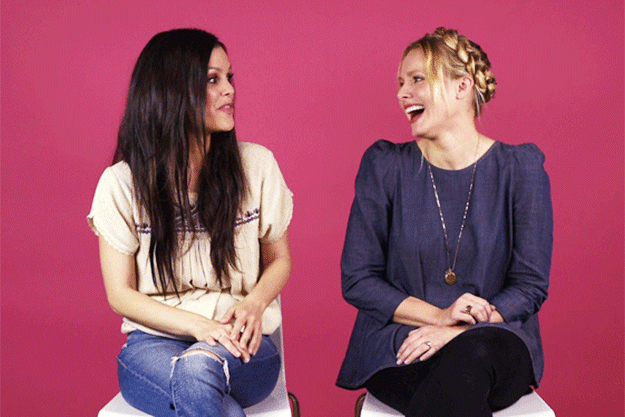 It's true. And together they're lending their voices to No Kid Hungry, an incredible organization focused on ending childhood hunger in the United States. So they agreed to come and hang out with BuzzFeed Life one fine sunny afternoon and let us grill them on how their lives and friendship have changed now that they're both moms. (Rachel's daughter Briar Rose is a year old, while Kristen has two girls, baby Delta and 2-year-old Lincoln.)