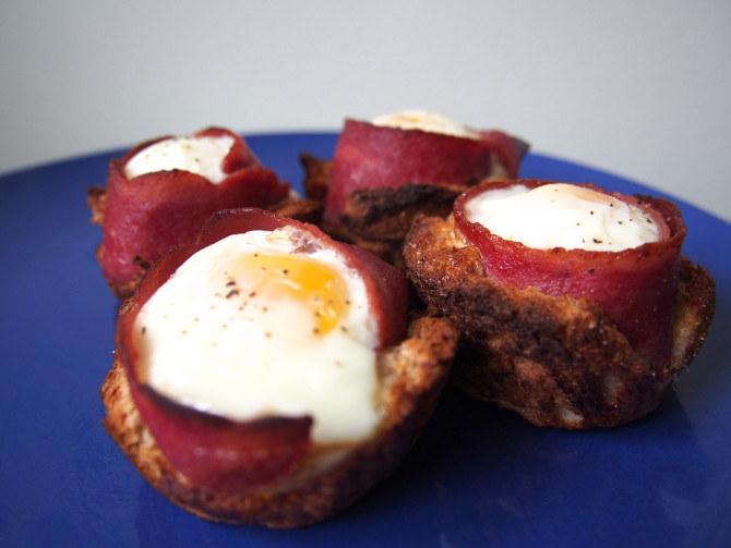 Enjoy all three of these breakfast staples in two-bite breakfast cups that are great for on-the-go. Recipe here.