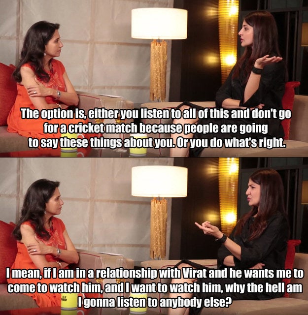 When asked about how she deals with being blamed for Kohli's failures, she had this to say: