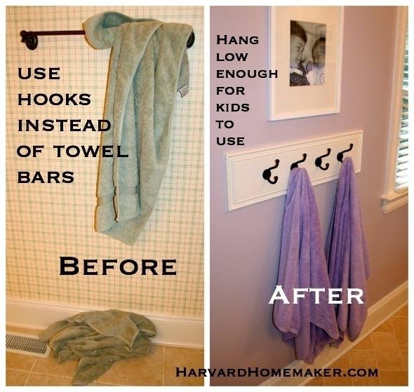 Kid bathroom towel hooks