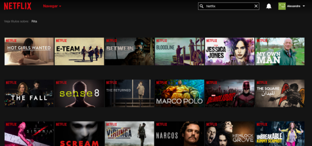 Faça uma simples busca por "Netflix" para visualizar todas as produções originais da empresa.